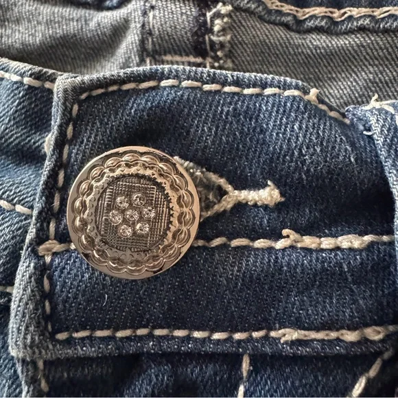 SKY Premium Collection Womens Super Soft Bootcut Blue Jeans Size 7/28 Rhinestone - Picture 9 of 14